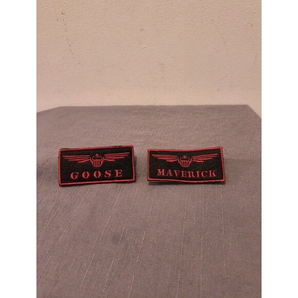 US NAVY TOP GUN NAME TAGS MAVERICK GOOSE TOM CRUISE COSTUME UNIFORM - Picture 1 of 4